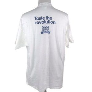 Samuel Adams Light Beer Taste The Revolution T-Shirt Size‎ XL White Blue 2 Sided